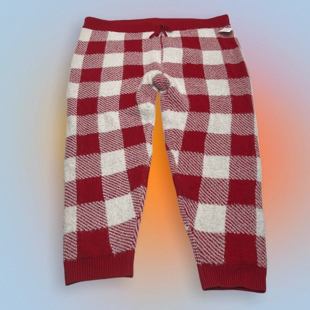 MERRY & BRIGHT Women’s 2X Red / White Soft & Fuzzy Pajama Bottoms
